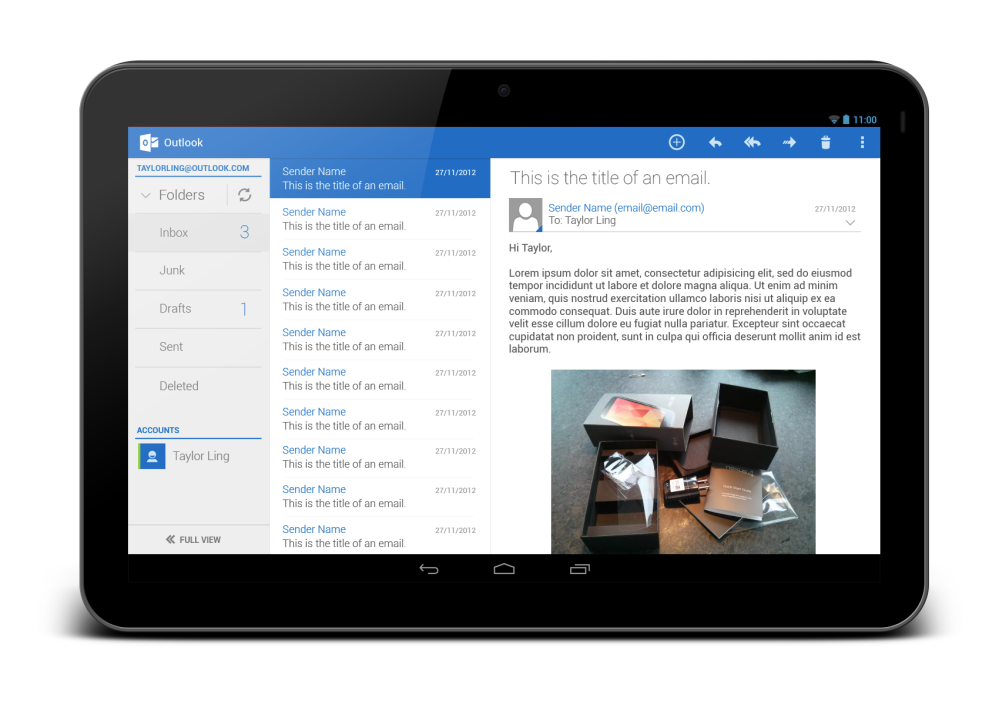 Outlook Tablet - Open Email